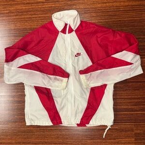 Vintage 90s Nike Colorblock Windbreaker Jacket Red & White Retro oversized small